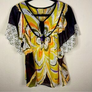 Anthropologie Postella Silk Peasant Blouse Sz M